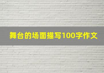 舞台的场面描写100字作文