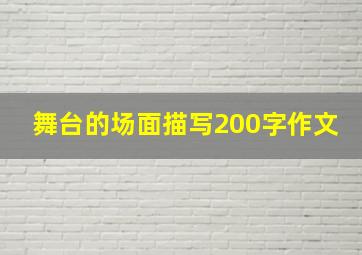 舞台的场面描写200字作文