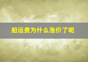 船运费为什么涨价了呢