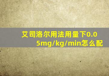 艾司洛尔用法用量下0.05mg/kg/min怎么配