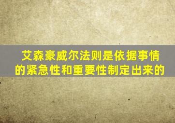 艾森豪威尔法则是依据事情的紧急性和重要性制定出来的