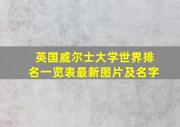 英国威尔士大学世界排名一览表最新图片及名字