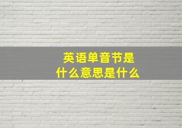 英语单音节是什么意思是什么