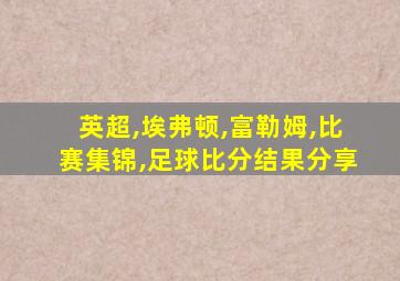 英超,埃弗顿,富勒姆,比赛集锦,足球比分结果分享