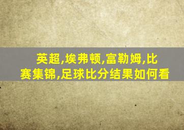 英超,埃弗顿,富勒姆,比赛集锦,足球比分结果如何看