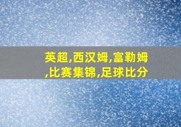 英超,西汉姆,富勒姆,比赛集锦,足球比分