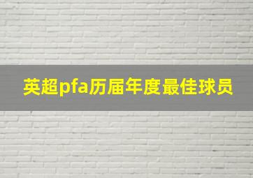 英超pfa历届年度最佳球员