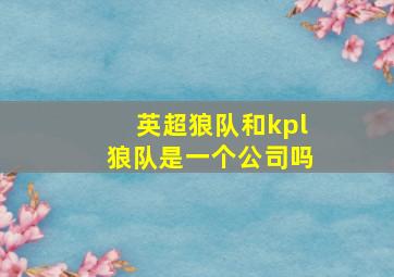 英超狼队和kpl狼队是一个公司吗