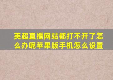 英超直播网站都打不开了怎么办呢苹果版手机怎么设置