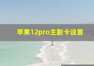 苹果12pro主副卡设置