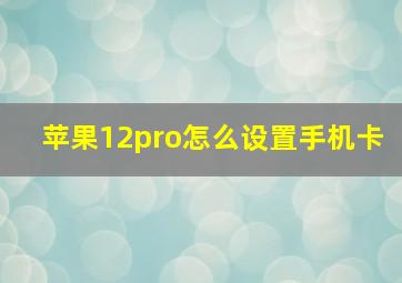 苹果12pro怎么设置手机卡