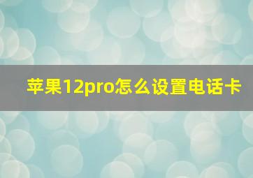 苹果12pro怎么设置电话卡