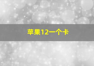 苹果12一个卡