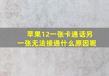 苹果12一张卡通话另一张无法接通什么原因呢