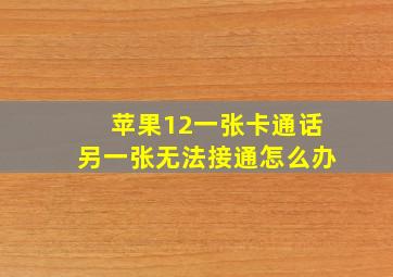 苹果12一张卡通话另一张无法接通怎么办