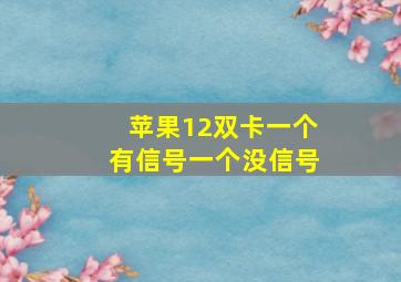 苹果12双卡一个有信号一个没信号