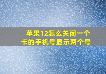 苹果12怎么关闭一个卡的手机号显示两个号