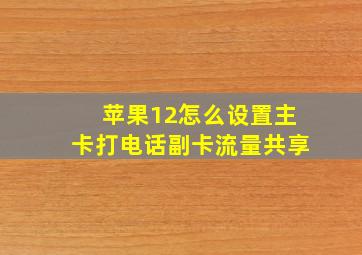 苹果12怎么设置主卡打电话副卡流量共享