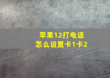 苹果12打电话怎么设置卡1卡2