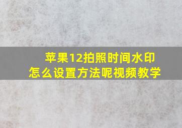 苹果12拍照时间水印怎么设置方法呢视频教学