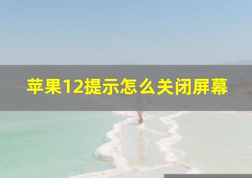 苹果12提示怎么关闭屏幕