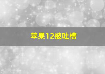 苹果12被吐槽