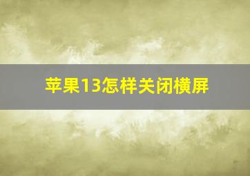 苹果13怎样关闭横屏