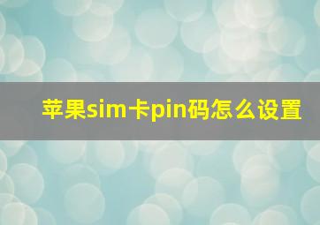 苹果sim卡pin码怎么设置