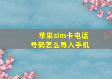 苹果sim卡电话号码怎么导入手机