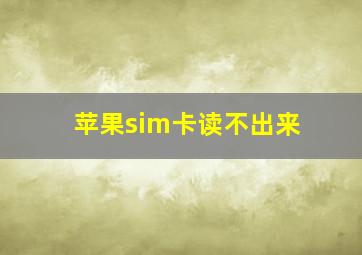 苹果sim卡读不出来