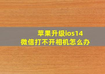 苹果升级ios14微信打不开相机怎么办