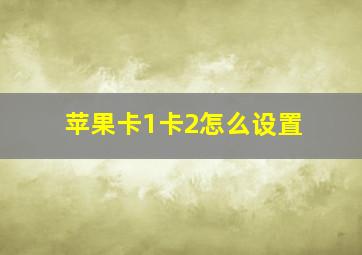 苹果卡1卡2怎么设置