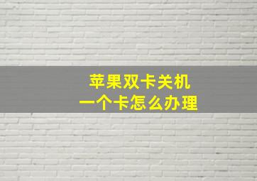 苹果双卡关机一个卡怎么办理