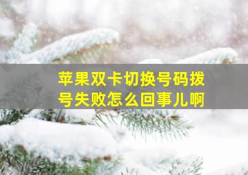 苹果双卡切换号码拨号失败怎么回事儿啊