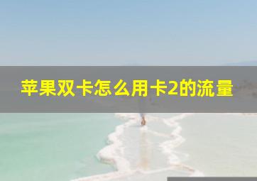 苹果双卡怎么用卡2的流量