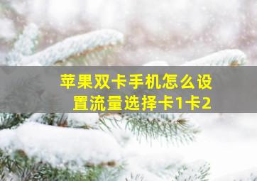 苹果双卡手机怎么设置流量选择卡1卡2