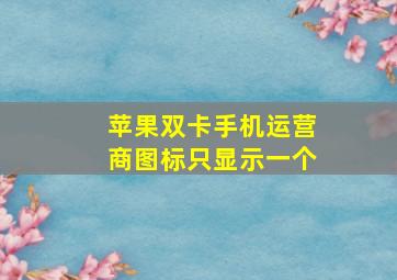 苹果双卡手机运营商图标只显示一个