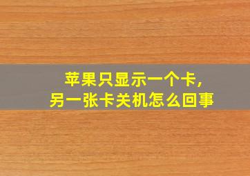 苹果只显示一个卡,另一张卡关机怎么回事