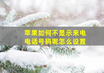 苹果如何不显示来电电话号码呢怎么设置