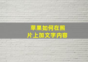 苹果如何在照片上加文字内容