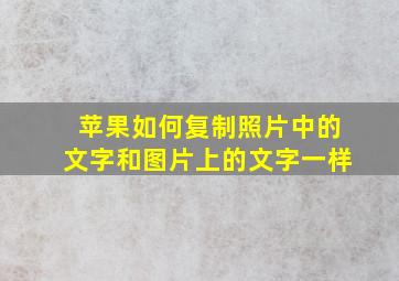 苹果如何复制照片中的文字和图片上的文字一样