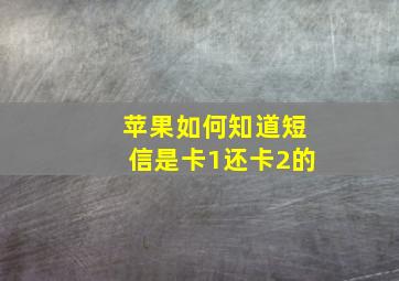 苹果如何知道短信是卡1还卡2的