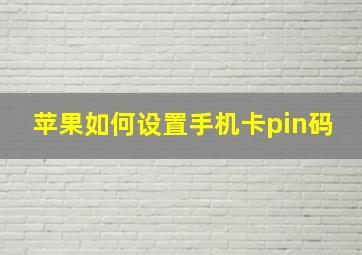 苹果如何设置手机卡pin码