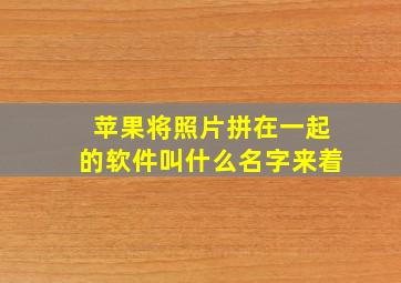 苹果将照片拼在一起的软件叫什么名字来着