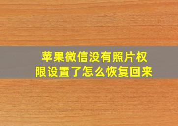 苹果微信没有照片权限设置了怎么恢复回来