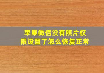 苹果微信没有照片权限设置了怎么恢复正常