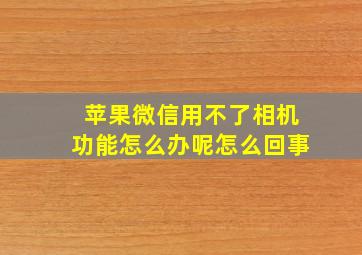 苹果微信用不了相机功能怎么办呢怎么回事