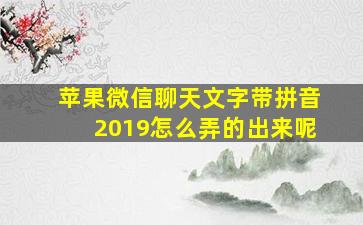 苹果微信聊天文字带拼音2019怎么弄的出来呢