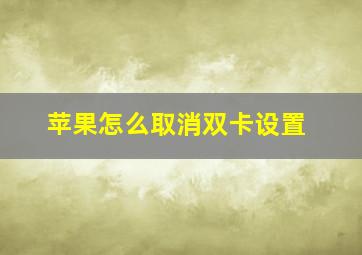 苹果怎么取消双卡设置