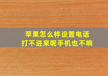 苹果怎么样设置电话打不进来呢手机也不响